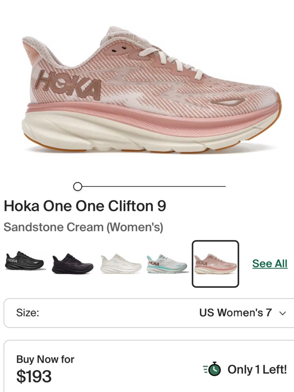 Hoka One One Clifton 9 — Sandstone Cream